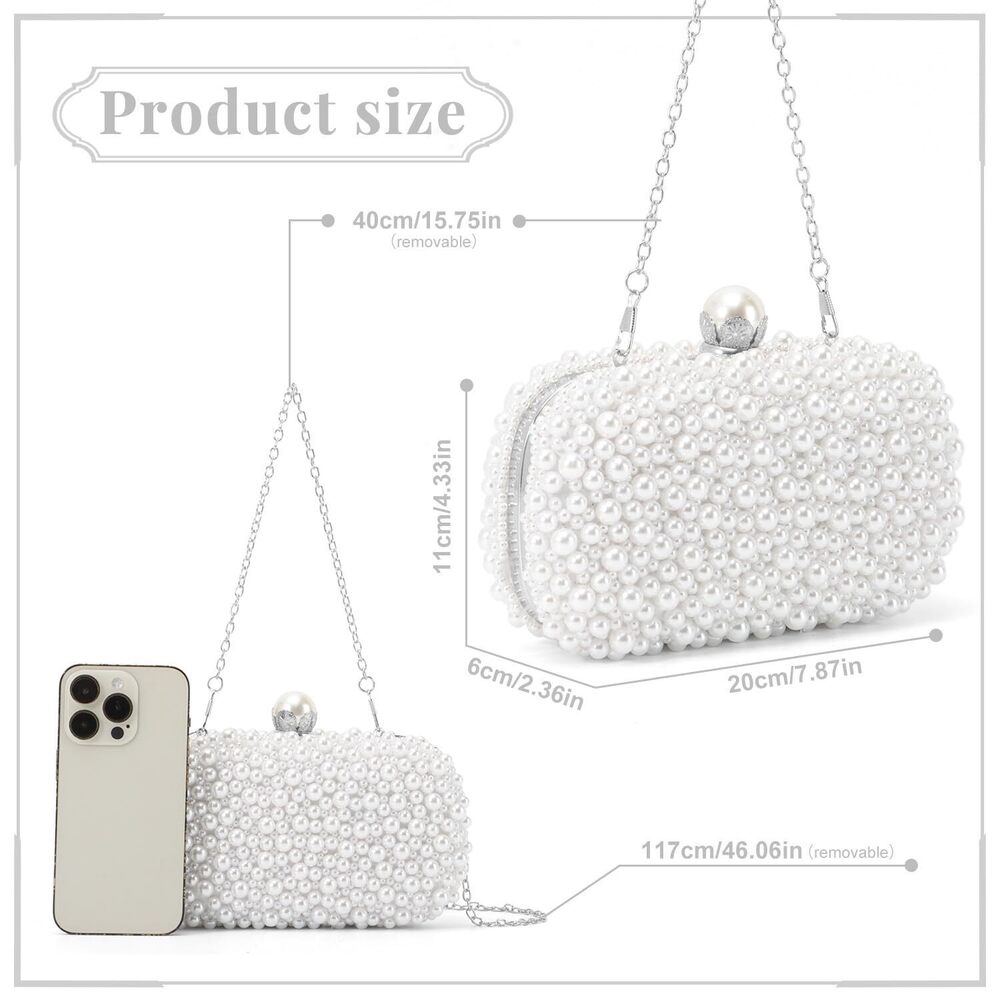 5599 Pearl Evening Handbags Beaded Clutch Purses for Wedding Bridal Party - Picture 3 of 7
